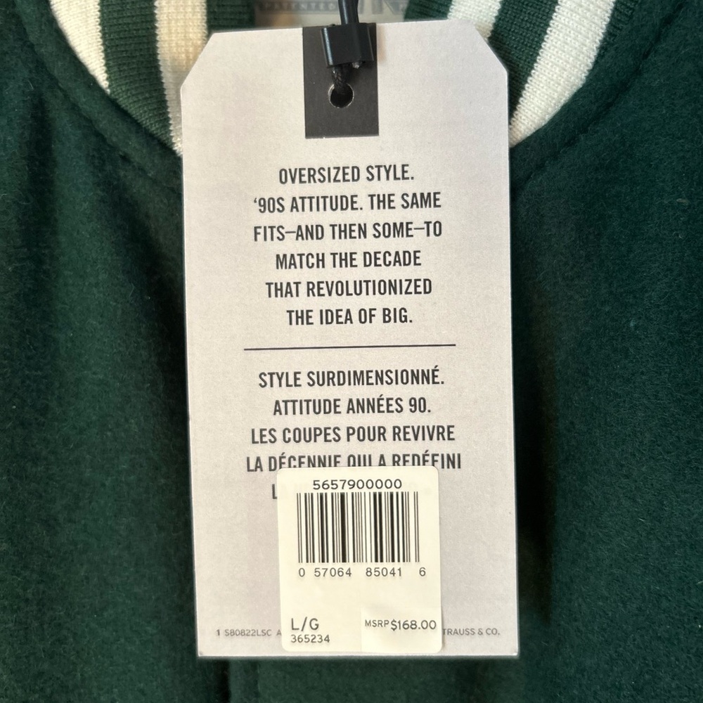 MEN’S LEVI’S SILVERTAB BAGGY BOMBER JACKET GREEN AND WHITE - Picture 9 of 12